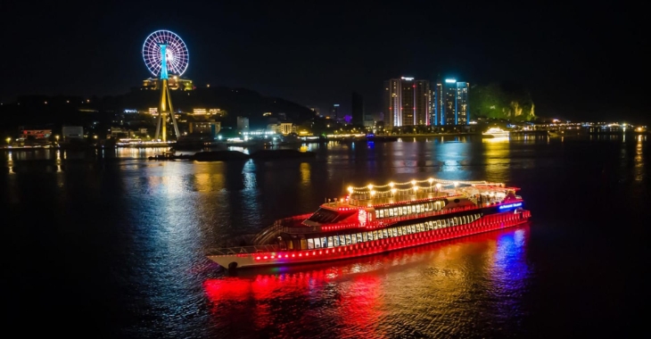 Immerse yourself in the romantic ambiance and ethereal scenery of Halong Bay by night