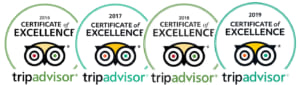 Certificate of Excellence Tripadvisor 2016 2017 2018 2019 - Athena Cruise